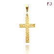 14K Yellow Gold Nugget Style Cross Pendant