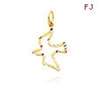 14K Yellow Gold Open Diamond-Cut Dove Charm