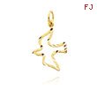 14K Yellow Gold Open Diamond-Cut Dove Charm