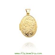 14K Yellow Gold Oval "Love You Always" Reversible Locket
