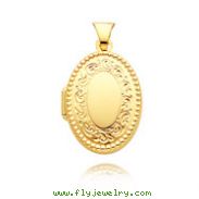 14K Yellow Gold Oval-Shaped Beaded Family Locket