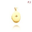 14K Yellow Gold Oval-Shaped Diamond Locket