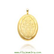 14K Yellow Gold Oval-Shaped Fancy Diamond-Cut Locket