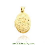 14K Yellow Gold Oval-Shaped Floral Scroll Locket