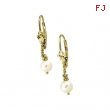 14K Yellow Gold Pair 05.50 - Lever Back Earring With White Pearl