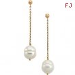 14K Yellow Gold Pair 09.00 - White Freshwater Cultured Circle Pearl Earring