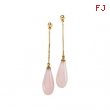 14K Yellow Gold Pair 15.00x06.00 Genuine Pink Opal Briolette Earrings