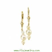 14K Yellow Gold Pair 3.0-3.5 And 5.5- Triple Pearl White Freshwater Earring