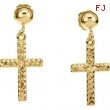 14K Yellow Gold Pair Cross Ball Dangle Earring