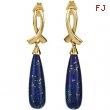 14K Yellow Gold Pair Genuine Lapis Earrings