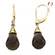 14K Yellow Gold Pair Genuine Smoky Quartz Brolette Earrings