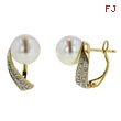 14K Yellow Gold Pearl & Diamond Earrings