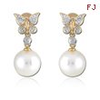 14K Yellow Gold Pearl & Diamond Earrings