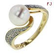 14K Yellow Gold Pearl & Diamond Ring