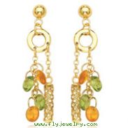 14K Yellow Gold Peridot & Yellow Topaz Dangle Earrings