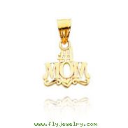 14K Yellow Gold Polished & Diamond-Cut "#1 Mom" Pendant