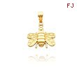 14K Yellow Gold Polished & Satin Bee Pendant