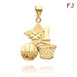 14K Yellow Gold Polished #1 Basketball Charm