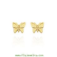 14K Yellow Gold Polished Butterfly Post Earrings