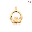 14K Yellow Gold Polished Claddagh Pendant