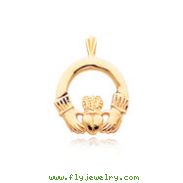 14K Yellow Gold Polished Claddagh Pendant