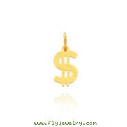 14K Yellow Gold Polished Dollar Sign Charm