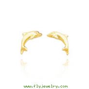 14K Yellow Gold Polished Dolphin Post Earrings