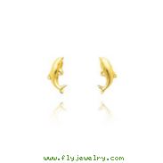 14K Yellow Gold Polished Dolphin Post Earrings