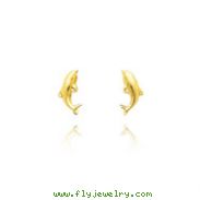 14K Yellow Gold Polished Dolphin Post Earrings