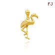 14K Yellow Gold Polished Flamingo Pendant