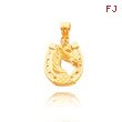 14K Yellow Gold Polished Horse & Horseshoe Pendant