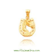 14K Yellow Gold Polished Horse & Horseshoe Pendant