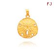 14K Yellow Gold Polished Sand Dollar Pendant