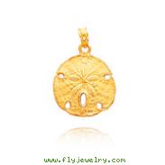 14K Yellow Gold Polished Sand Dollar Pendant