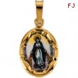 14K Yellow Gold Porcelain Miraculous Pendant