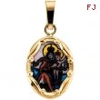 14K Yellow Gold Porcelain Scapular Pendant