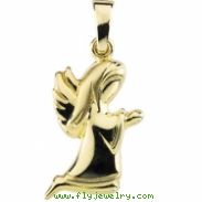 14K Yellow Gold Praying Angel Pendant