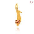 14K Yellow Gold Red Enameled High Heel Sandal Charm