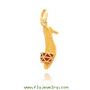 14K Yellow Gold Red Enameled High Heel Sandal Charm