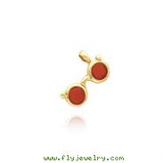 14K Yellow Gold Red Enameled Square Sunglasses Charm