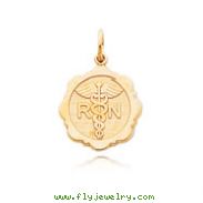 14K Yellow Gold Registered Nurse Disc Charm