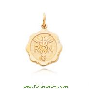 14K Yellow Gold Registered Nurse Disc Charm