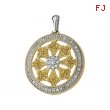 14K Yellow Gold Rhodium Plated Diamond Pendant