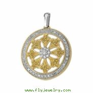 14K Yellow Gold Rhodium Plated Diamond Pendant