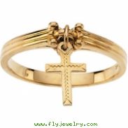 14K Yellow Gold Ring With Cross Attached