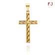 14K Yellow Gold Rope Cross Pendant