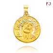 14K Yellow Gold Round Head of Christ Medal