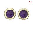 14K Yellow Gold Round Purple Amethyst Prong Set Studs