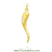 14K Yellow Gold Satin & Diamond-Cut Large Italian Horn Charm