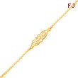 14K Yellow Gold Scrolled Heart Flat Chain Anklet